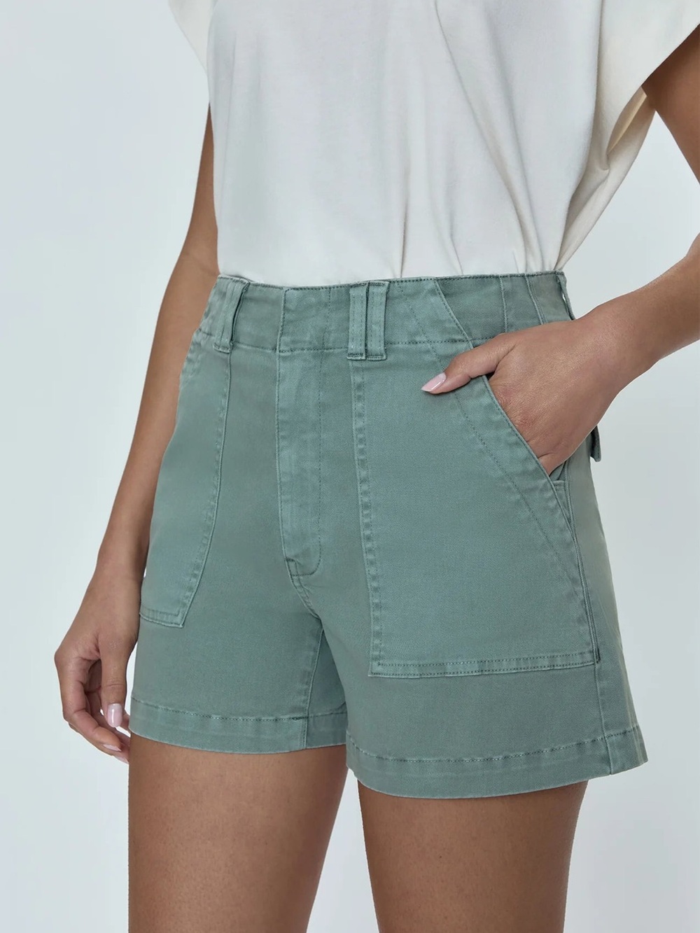Pistola Sage Green Utility High-Rise Shorts - Picture 2 of 5